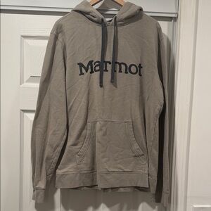Marmot Taupe Hooded Pullover with Black Logo